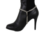 Silver Metal Boot Chain Bracelet Anklet Shoe Filigree Cross Floral Charm